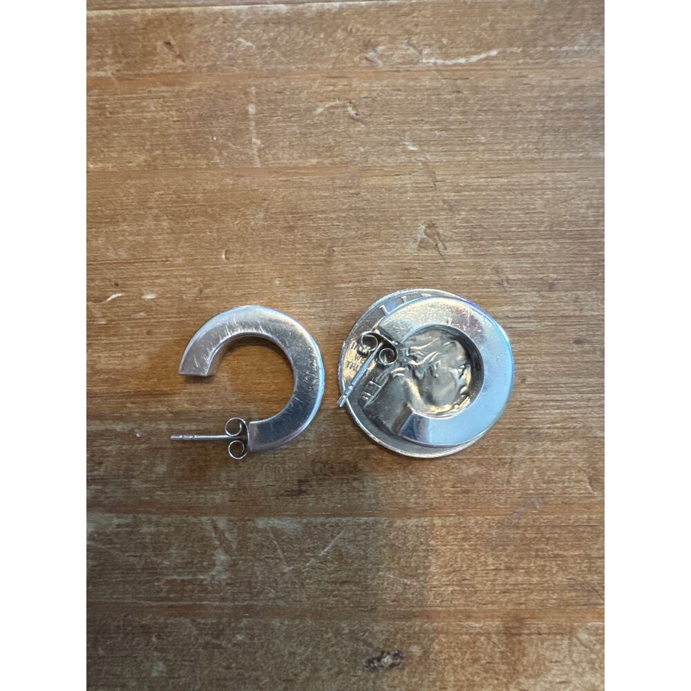 925 Silver 3D CHUNKY HOOP EARRINGS Thailand - Picture 5 of 10